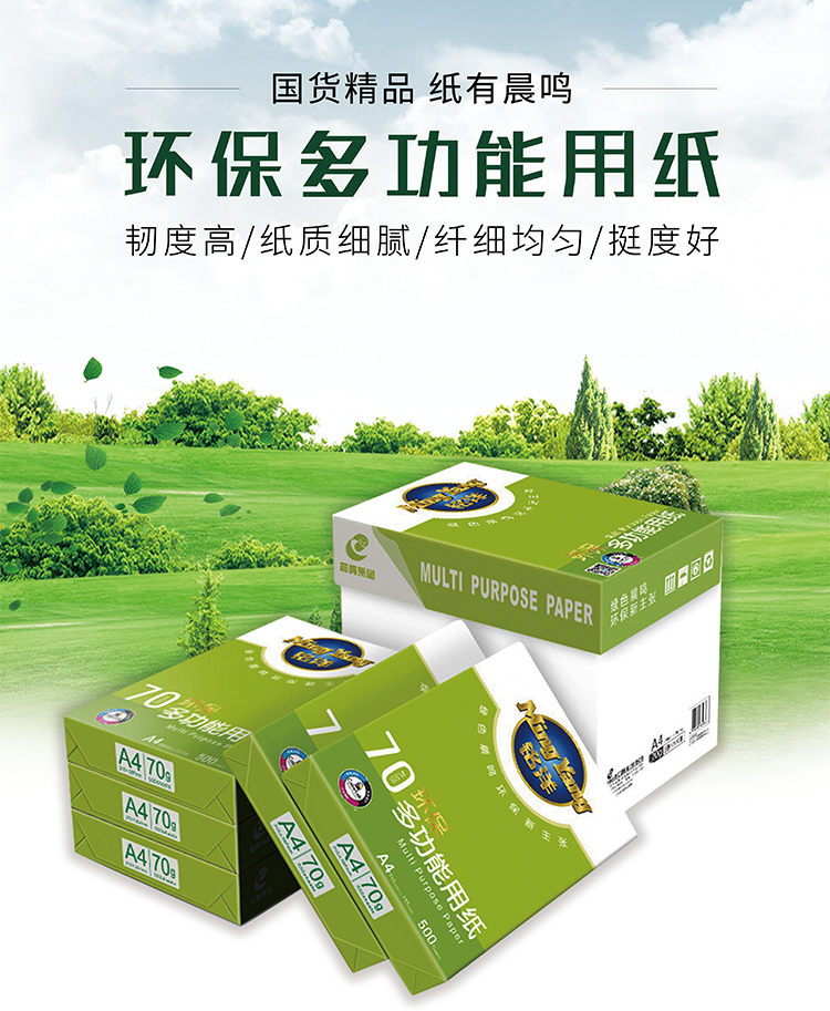 晨鸣（chenming） 绿铭洋A4打印纸复印纸70g木浆纸a4打印纸500张5包装 